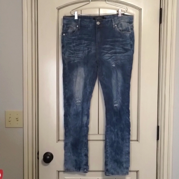 Thrill denim jeans size 15 stretch Distressed Skinny High Rise new! - Picture 1 of 11
